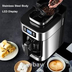 1000W Coffee Maker Machine Home Automatic LED-Display Bean Grinder Fresh Grindin