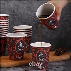 1000 Ct Disposable Paper Hot Coffee Cups Coffee Bean Design WHOLESALE LOT 16oz