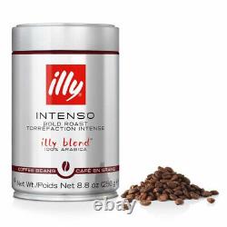 100% Arabica Illy Intenso Whole Bean Coffee, Dark Roast, Notes of Cocoa 8x250g