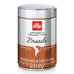 100% Arabica Illy Monoarabica Brazil Whole Bean Coffee Caramel Notes, 8 x 250g
