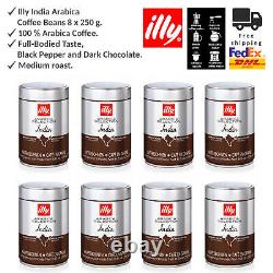 100% Arabica Illy Monoarabica India Coffee Bean Dark Chocolate Notes, 8 x 250g