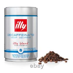 100% Arabica illy Decaf Whole Bean Coffee, Classic Medium Roast Blend 8x250g