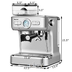15 Bar Espresso Coffee Maker 2 Cup /w Built-in Steamer Frother and Bean Grinder