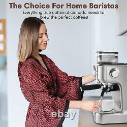 20-Bar Espresso Machine All-in-one Coffee Maker WithGrinder Stainless Steel Silver