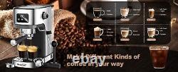 20 Bar Espresso Machine Coffee Maker Cappuccino Machine with Steam Wand POD Filter