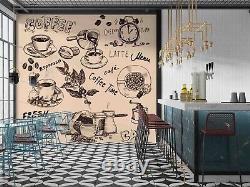 3D Coffee Cup Bean Grinder Wallpaper Wall Mural Peel and Stick Wallpaper 334