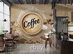 3D Coffee Cup Beans Brown Wallpaper Wall Mural Peel and Stick Wallpaper 330