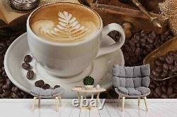 3D Coffee Cup Coffee Beans Self-adhesive Removable Wallpaper Murals Wall