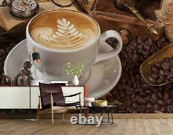 3D Coffee Cup Coffee Beans Self-adhesive Removable Wallpaper Murals Wall