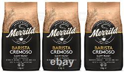 3 MERRILD BARISTA CREMOSO Packs Slow Roast Coffee Beans 1kg 35oz