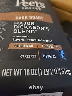 6 Bags Dark Roast Whole Bean Coffee Major Dickason's 18 Oz Bag (PT13)