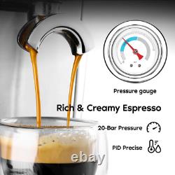 77-Cup Stainless Steel Silver Espresso Machine with Auto Grinding Feature