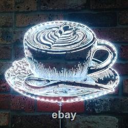 ADVPRO Cup of Coffee Leaf Pattern Bean RGB Dynamic Glam LED Sign st06-fnd-i0212