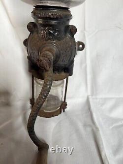 Antique Premier Coffee Grinder Wall Mount Cast Iron with Glass Catch Cup