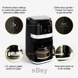 Bean To Cup Coffee Filter Machine 1.5L Instant Maker Grinder 12 Cups 9 Settings
