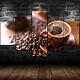 Black Coffee Cup Beans 5 Panel Canvas Print Wall Art Poster Home Decoration