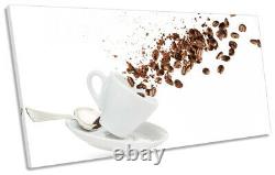 Brown Coffee Beans Cup Picture PANORAMIC CANVAS WALL ART Print White