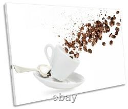 Brown Coffee Beans Cup Picture SINGLE CANVAS WALL ART Print White