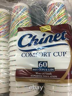 Chinet Comfort Cups and Lids 16oz Lot of 120 NEW 1 Case