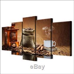 Coffee Beans Cup 5 Pieces canvas Wall Art Picture Poster Home Decor