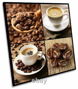 Coffee Beans Cup Cafe Brown Print CANVAS WALL ART Square Picture