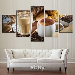 Coffee Beans Cup Of Coffee Drinking Bread Canvas Prints Painting Wall Art Decor