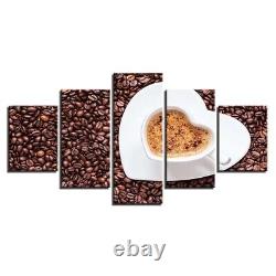 Coffee Beans Heart Cup Coffee Drinking Canvas Prints Painting Wall Art Home Deco
