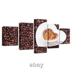 Coffee Beans Heart Cup Coffee Drinking Canvas Prints Painting Wall Art Home Deco