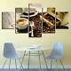 Coffee Cup Beans Espresso Aroma Morning 5 Panel Canvas Print Wall Art Home Decor