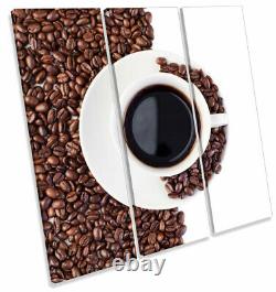 Coffee Cup Kitchen Beans Brown White Print TREBLE CANVAS WALL ART Square Picture