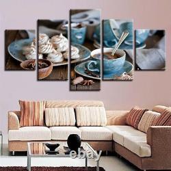 Coffee Cup Muffin Beans Food Breakfast 5 Panel Canvas Print Wall Art Home Decor