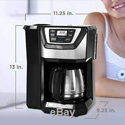 Coffee Maker With Grinder Automatic Whole Bean 12 Cup Machine Quick Touch Brewer