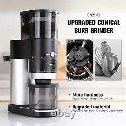 Conical Burr Coffee Grinder, Electric Coffee Bean Grinder 2-14 cups with black