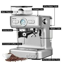 Costway 20 Bar Espresso Coffee Machine 2/Cup W Build In Steamer Frother And Bean