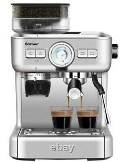 Costway 20 Bar Espresso Coffee Machine 2/Cup W Build In Steamer Frother And Bean