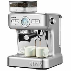 D15 Bar Espresso Coffee Maker 2 Cup withBuilt-in Steamer Frother and Bean Grinder