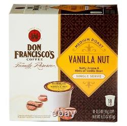 Don Francisco's Vanilla Nut Coffee 18 to 144 Keurig K cups Pick Any Size