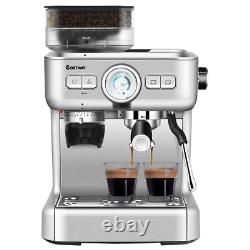 Espresso Coffee Maker 2 Cup Built In Steamer Frother Bean Grinder Kitchen Drinks