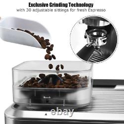 Espresso Coffee Maker 2 Cup Built In Steamer Frother Bean Grinder Kitchen Drinks
