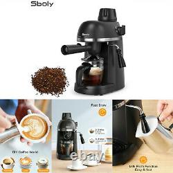 Espresso Coffee Maker Coffee Machine 4 Cup cappuccino Coffee Self Cleaning Black