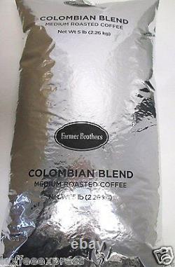 FARMER BROTHER COLOMBIAN BLEND COFFEE BEAN 6-5lb bag's # 1387