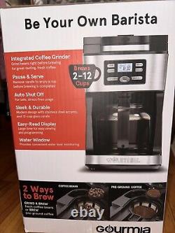Gourmia 12-Cup Grind & Brew Coffee Maker with Integrated Grinder Black