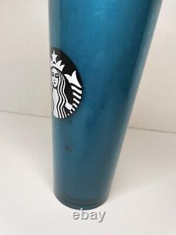 HTF Starbucks Jelly Bean Blue Venti 24oz Tumbler Cold Cup Black & White Logo