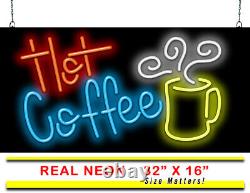 Hot Coffee with Cup Neon Sign Jantec 32 x 16 Cafe Book Bean Mocha Latte