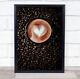 Love Latte Coffee Bean Beans Mug Cup Breakfast Brown Heart Wall Art Print