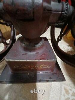 Rare ANTIQUE CAST IRON LANDERS FRARY & CLARK TWO WHEEL COFFEE GRINDER MILL No 30