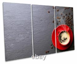Red Coffee Cup Beans Kitchen Print TREBLE CANVAS WALL ART Picture