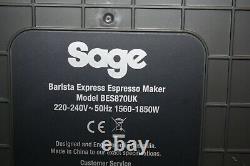 Sage Bes870uk Barista Express Espresso Maker Bean To Cup Coffee Machine