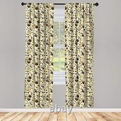 Set 2 Brown Coffee Beans Cups Hot Steam Curtains Panels Drapes 63 84 95 inch L