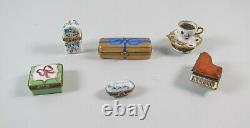 Set of 6 Limoges Peint Main Hand Painted Trinket Boxes Piano, Coffee Cup, Bean++